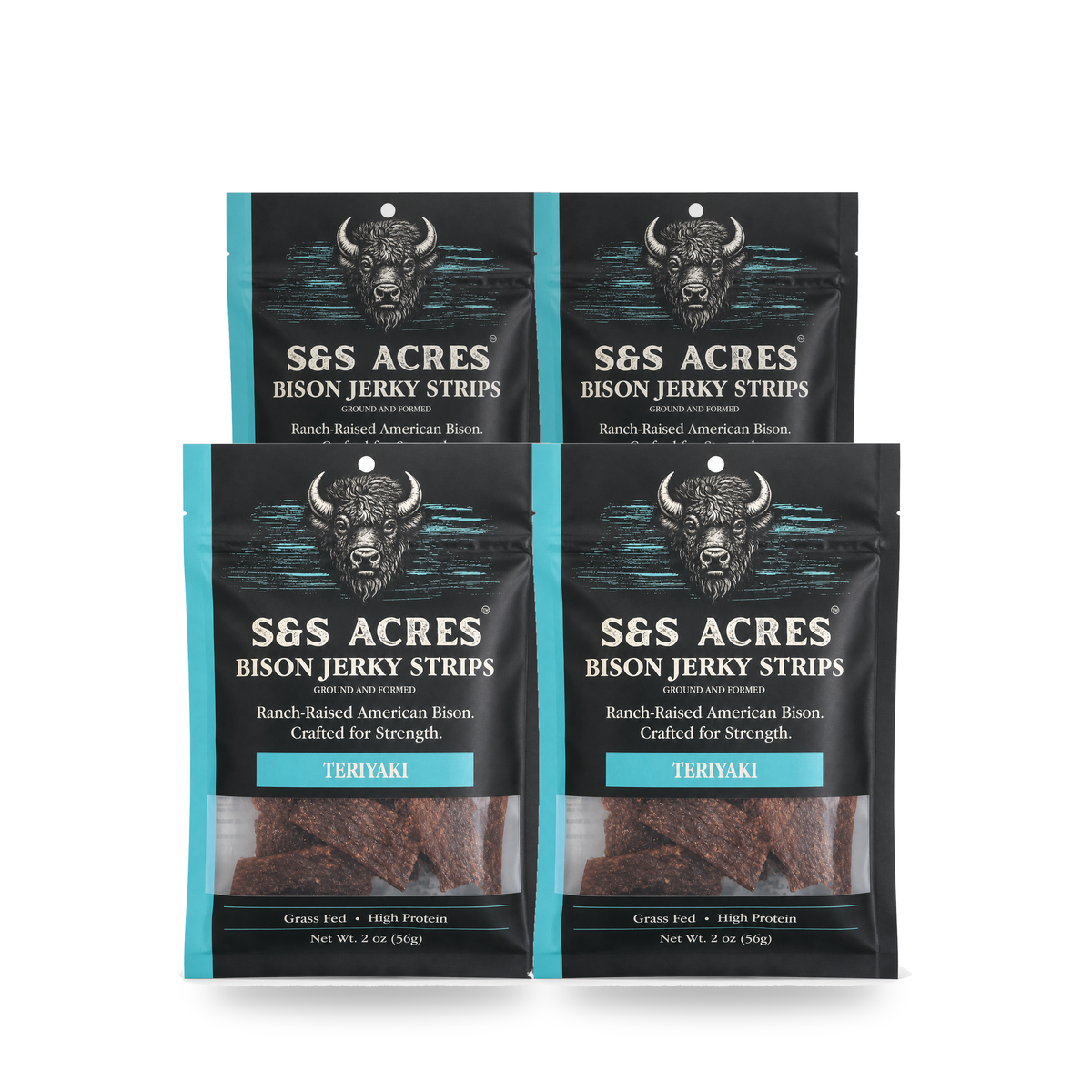 Tonka Club Ranch Hand — four pouches, all Teriyaki bison jerky strips
