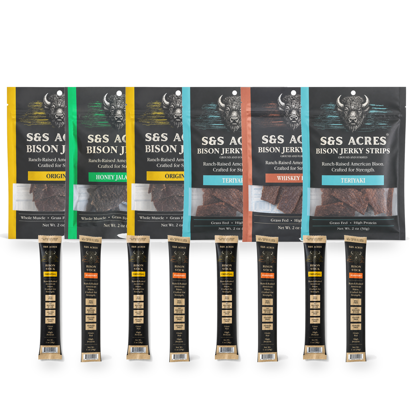 Tonka Club Chuckwagon Box — fourteen pieces: 3 bison jerky, 3 bison strips and 8 snack sticks