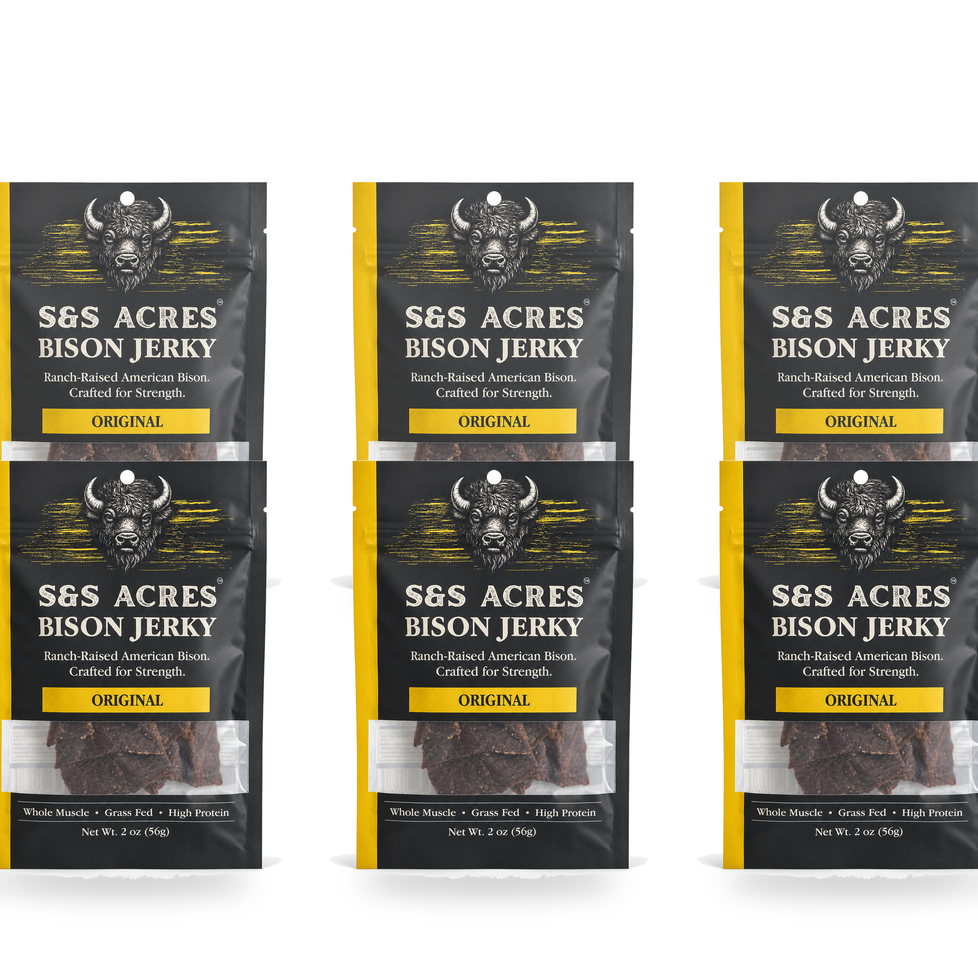 Chuckwagon pouches — all six Original bison jerky