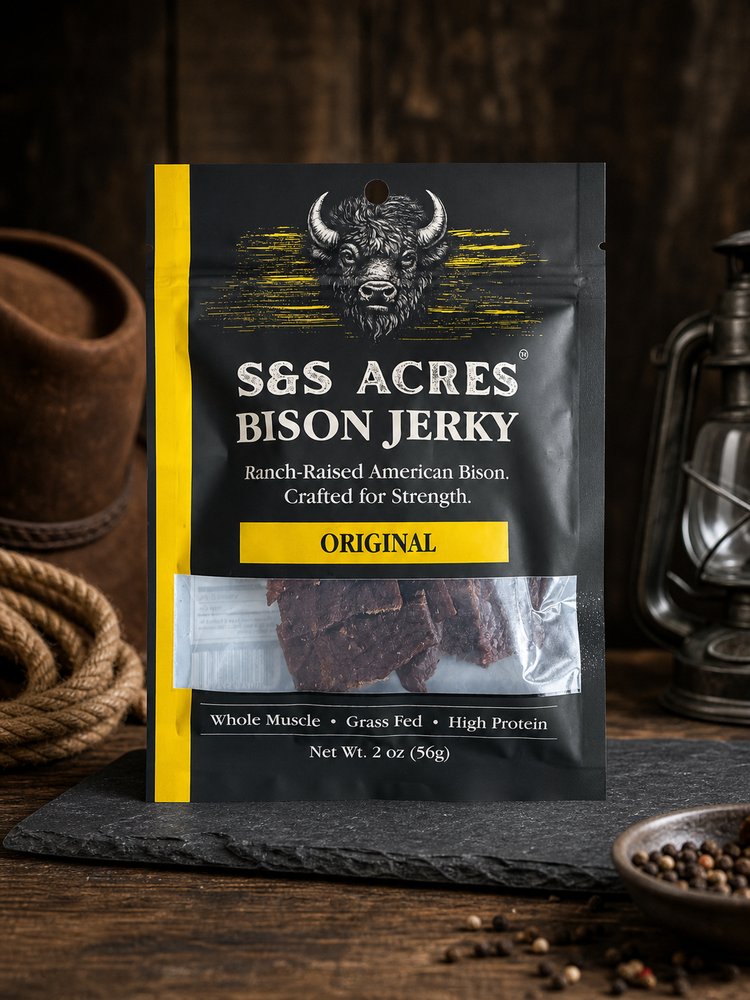 S&S Acres Bison Jerky — Original, ranch table